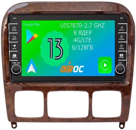 Магнитола для Mercedes-Benz S (W220) 1998-2005 - Airoc AB-2505 (кнопки и крутилки), Android 13, TS20, 6/128Гб, SIM-слот, CarPlay