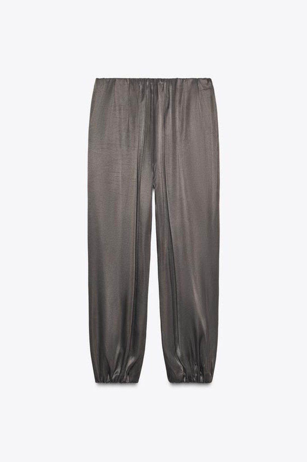 ZARA АТЛАСНЫЕ БРЮКИ-ШАРОВАРЫ, СВЕТЛО-СЕРЫЙ
