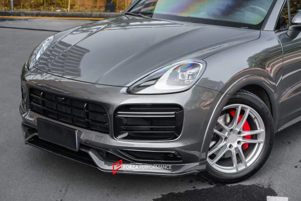 Карбоновые губа переднего бампера и диффузор заднего бампера для PORSCHE CAYENNE 9Y0 2018–2023 Sport
