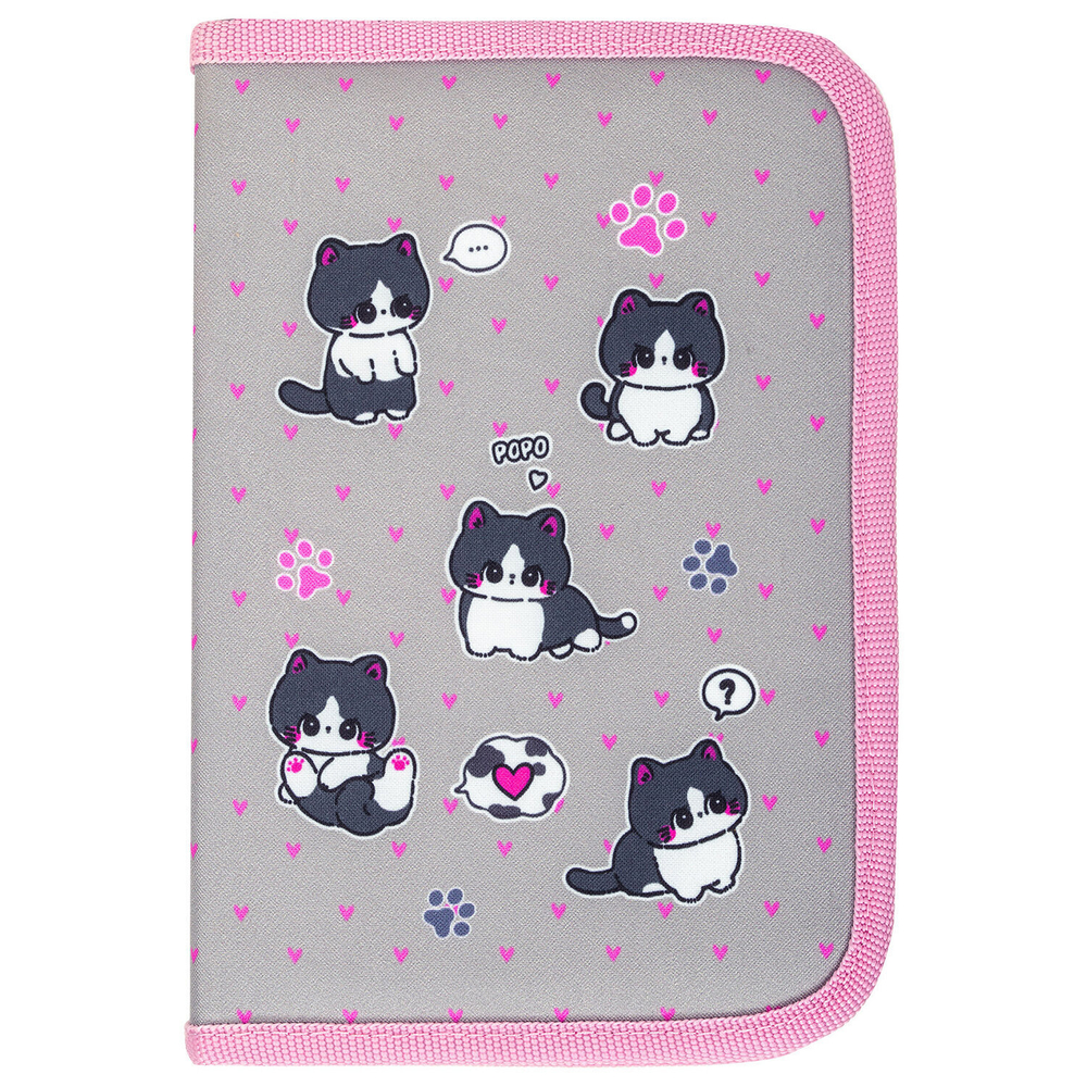 Пенал BRAUBERG 1 отделение полиэстер 21х14 см "Cat patches" (2 штуки в упаковке)