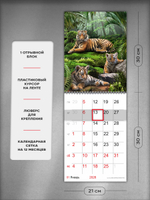 Настенный отрывной стереокалендарь c 3D-эффектом "Тигрята"