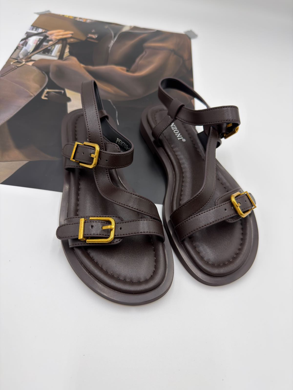 Босоножки женские натуральная кожа арт. PEM 769-3 цвет "шоколадный"