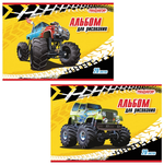 Альбом для рисования А4 20л. "Машинки" 2вида на скобе (Пифагор)