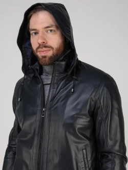 Куртка кожаная натуральная с капюшоном