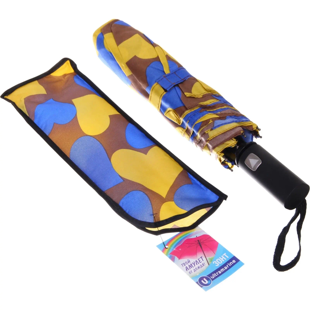 Зонт женский полуавтомат «Ultramarine- Влюбленность», микс 6 цветов, 8 спиц, d-100см, длина в слож. виде 28см, голубые цветы