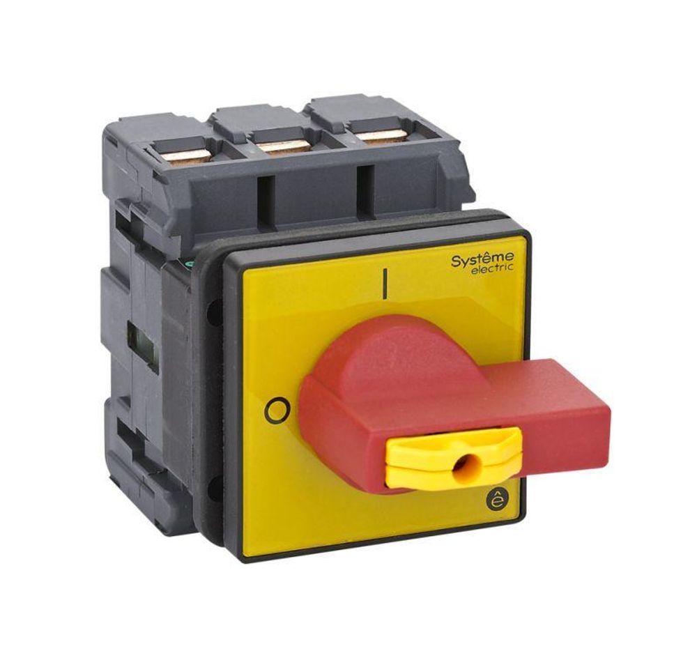 Выключатель-разъединитель 3п 80А IP20 с красн. рукоят. на дверцу 4 винта 1 замок SE MSD80360R