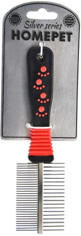 Расческа для животных Homepet Silver Series, двусторонняя металлическая, 20х5 см