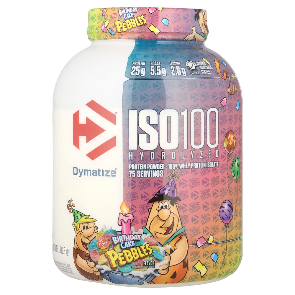 Dymatize, ISO100®, гидролизованный, 100% изолят сывороточного протеина, со вкусом торта, 2,3 кг (5 фунтов)