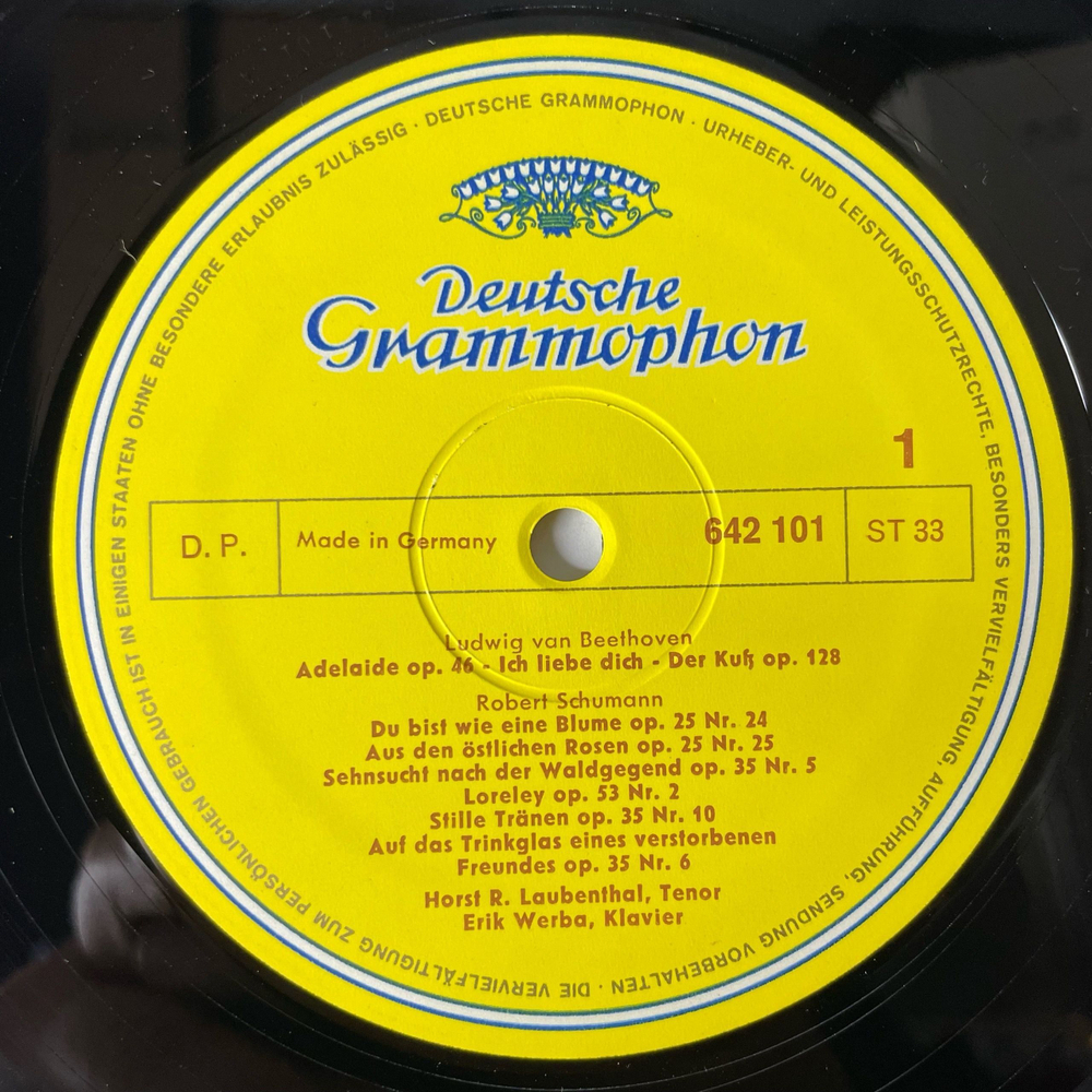 Винтажная виниловая пластинка LP Horst R. Laubenthal and Erik Werba - Beethoven Бетховен, Schubert Шуберт, Schumann Шуман, Brahms Брамс (СССР 1969) Deutsche Grammophon Debut