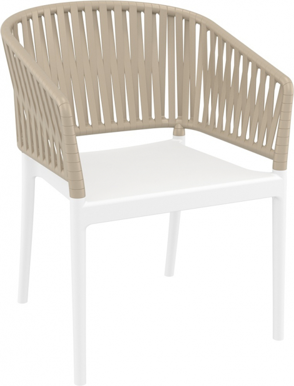 Кресло пластиковое с подушкой Siesta Contract Portofino, белый, бежевый, бежевый