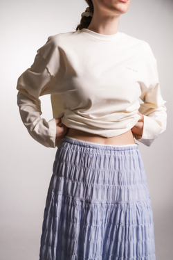Юбка на кокетке из воздушного батиста, голубая