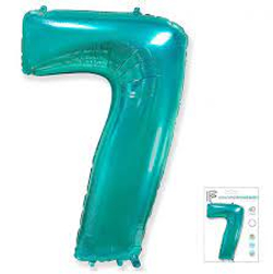Шар (40""/102 см) Цифра, 7, Тиффани, 1 шт.