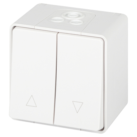 Переключатель ЭРА Эксперт 11-1508-01 для жалюзи кнопочный IP55 10АХ-250В ОУ белый