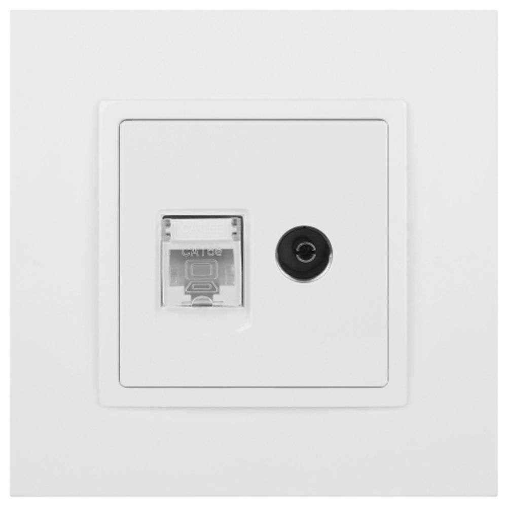 14-3110-01 ЭРА Розетка RJ45+TV, IP20, белый