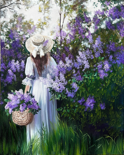 Девушка в сиреневом саду