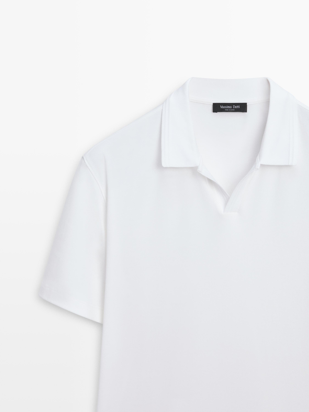 Massimo Dutti Поло из 100% хлопка с короткими рукавами, натуральный/кремовый