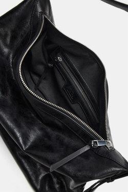ZARA СУМКА С МЕТАЛЛИЧЕСКОЙ ПРЯЖКОЙ, ЧЕРНЫЙ