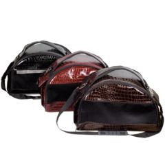 Зооник сумка - переноска (средняя) полукруглая из кожзама черная (400х210х250)