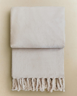Zara Home - Флисовый плед с бахромой, экрю, 160x240 см