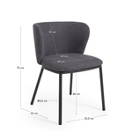 Ciselia Стул из темно-серой синели и черной стали