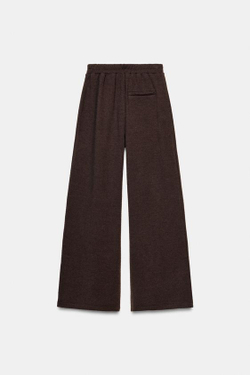 ZARA МЯГКИЕ БРЮКИ С ШИРОКИМИ ШТАНИНАМИ, ШОКОЛАДНЫЙ