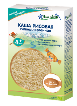 Каша безмолочная детская Fleur Alpine РИСОВАЯ гипоаллергенная, с 4 месяцев, 175 г