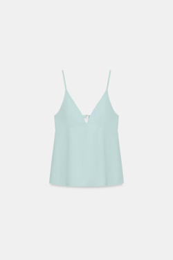 ZARA ТОП С БРЕТЕЛЯМИ И БАСКОЙ, ВОДЯНИСТО-ГОЛУБОЙ