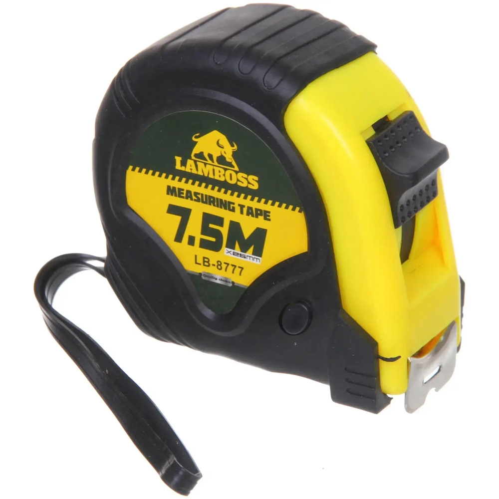 Рулетка Lamboss три фиксатора обрезиненный корпус 7,5М