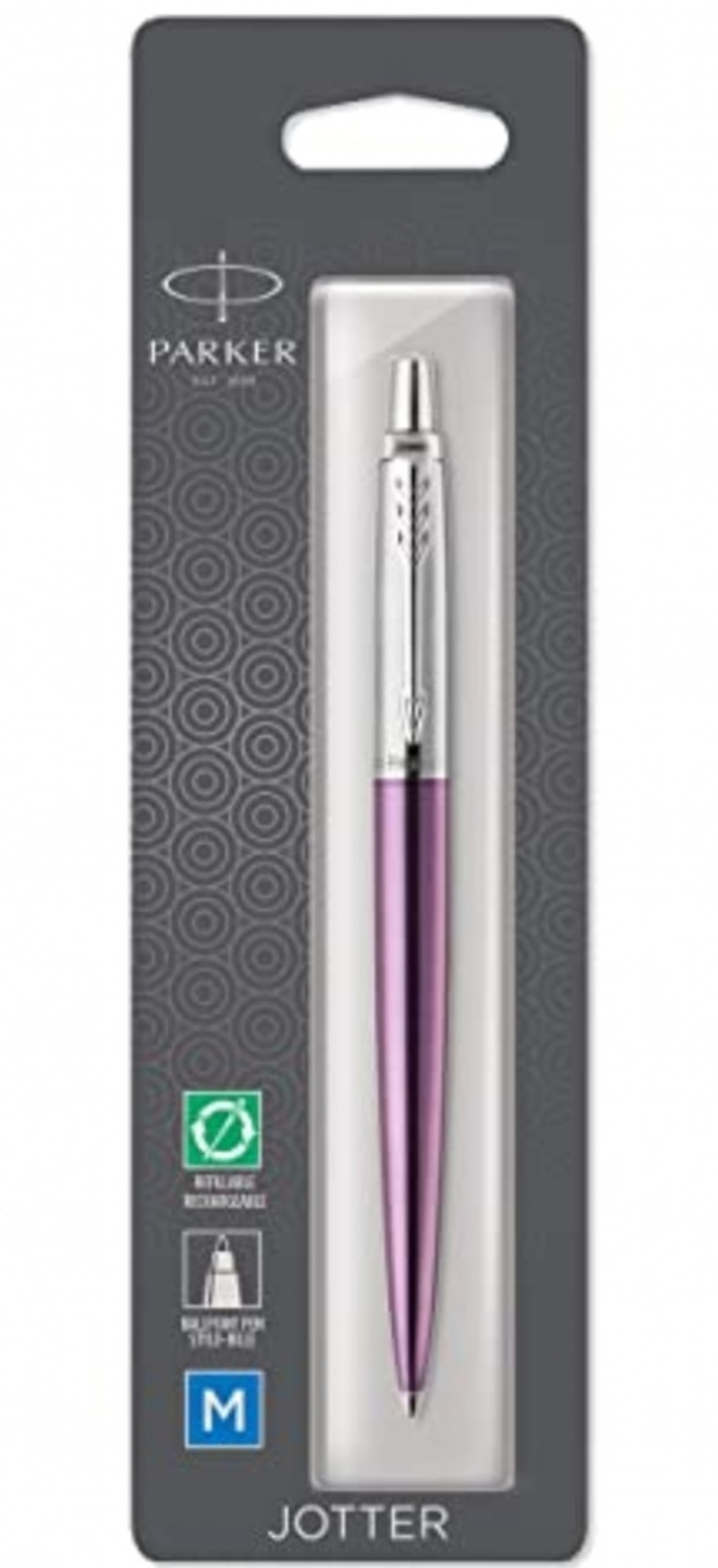 Шариковая ручка Parker "Jotter Victoria Violet Chrome CT", стержень:M, цвет чернил: blue в подарочной блистерной упаковке