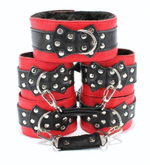 Набор красно-черных фиксаторов с меховым подкладом (Цвет: красный с черным)