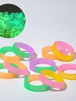 Силиконовое кольцо "Светоотражающее", набор 10 шт, цвет МИКС