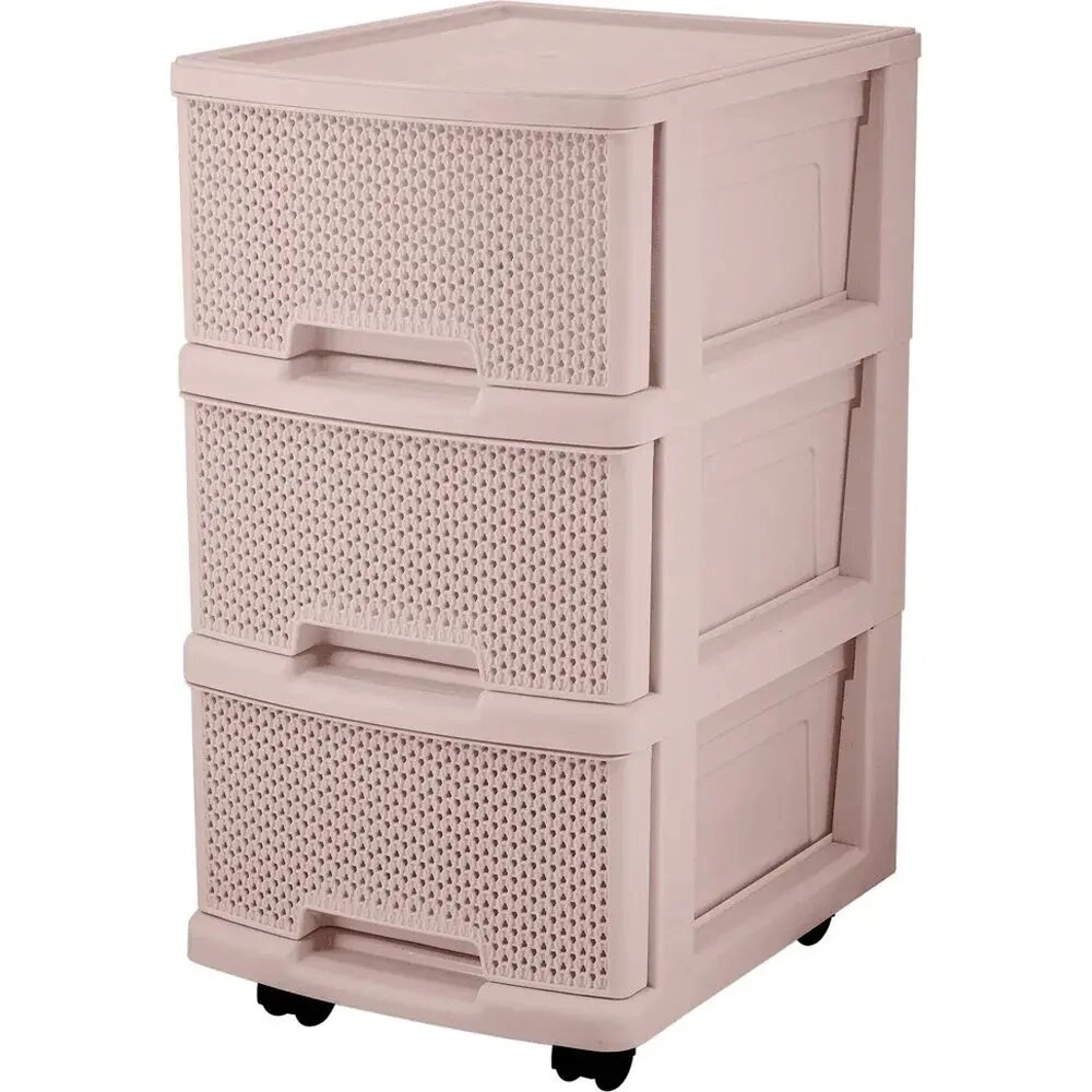 Комод Keeplex Ajur с ящиками на колесиках трехсекционный компакт 37х56,3см бежевый топа