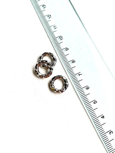 112-р Подвеска "Бублик", колечко, мятый метал, 12мм, родий, шт