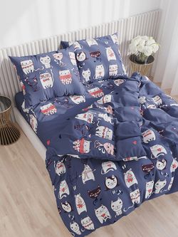 Наволочка комплект 2шт поплин Сказка "Catling" 50x70 см на молнии