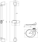 LM8065C Аксессуары Стойка душевая 693 мм. с мыльницей круглой, хром, блистер