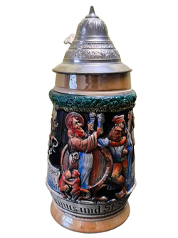 Кружка пивная (керамика с оловянной крышкой) Германия
