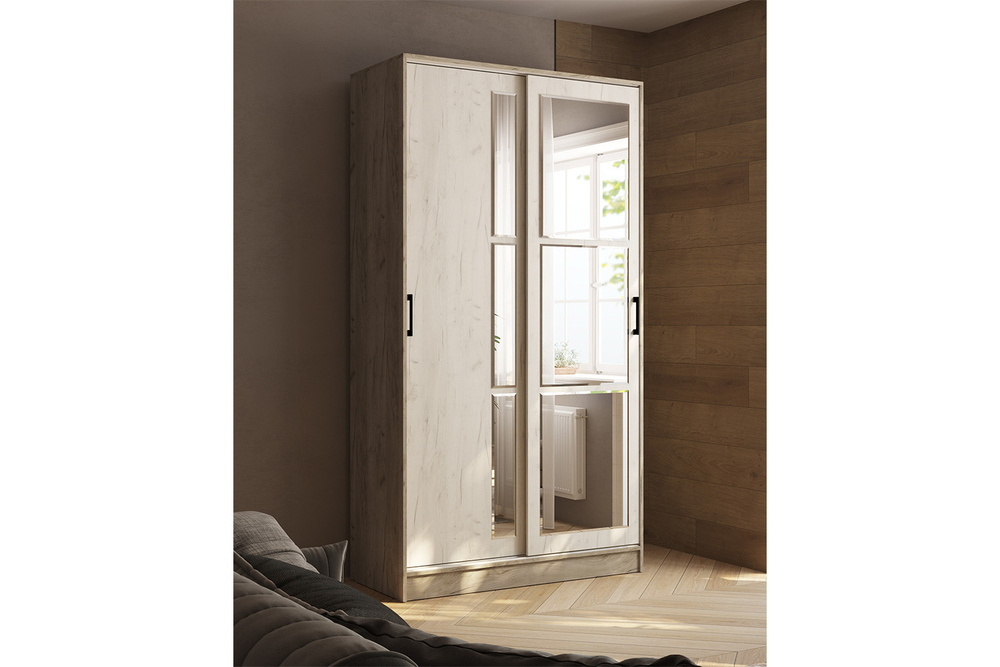 Шкаф-купе Стиль-2 120, Дуб крафт серый, Дуб крафт белый