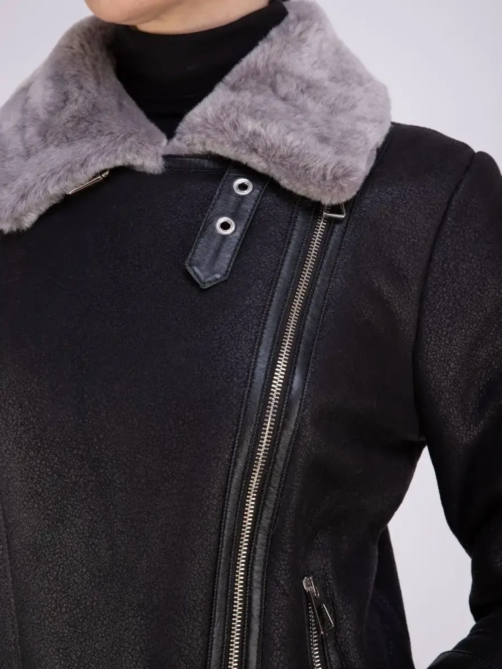 Дубленка авиатор женская натуральная короткая зима Турция