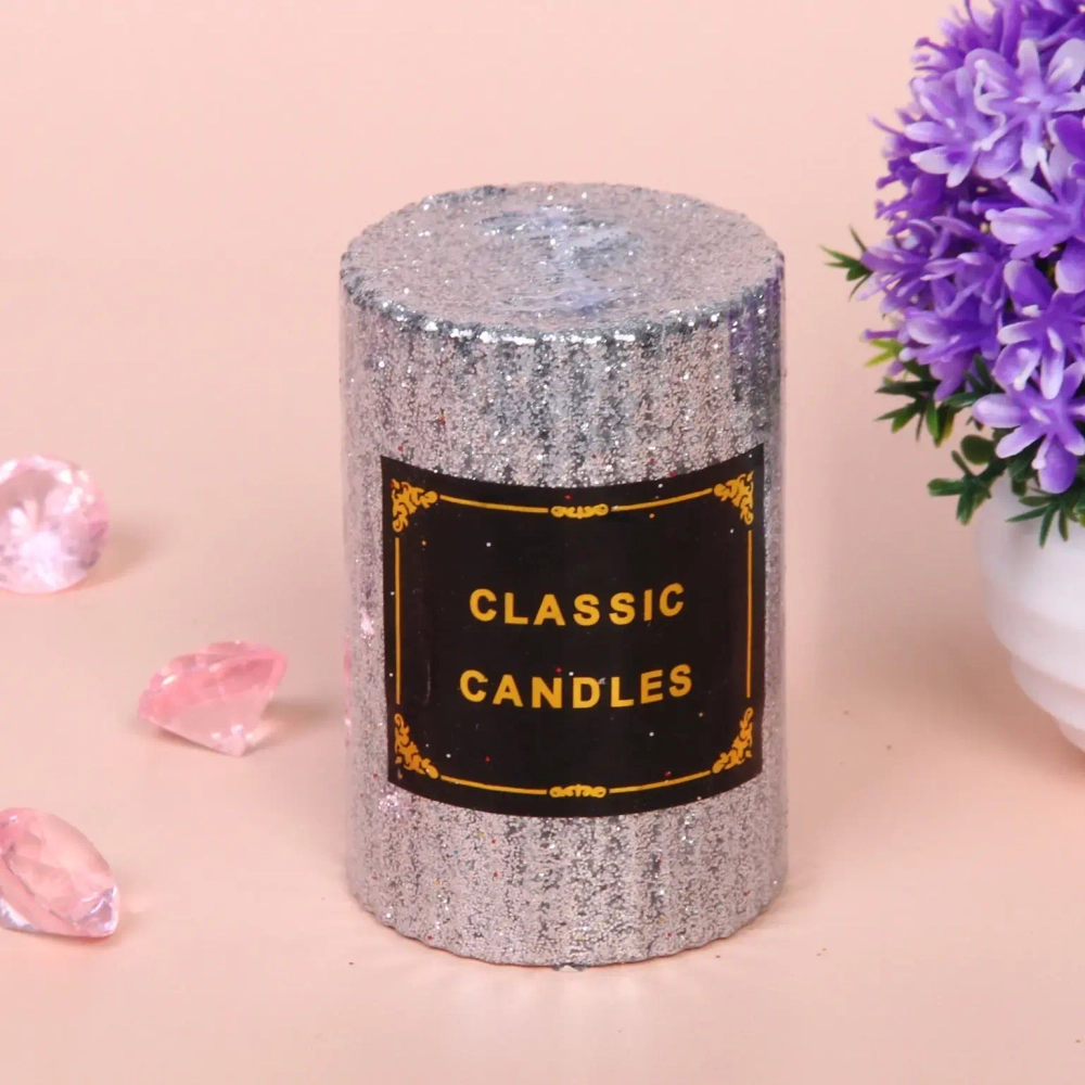 Свеча «Блестящий шик» 5*7,5 см, Серебро