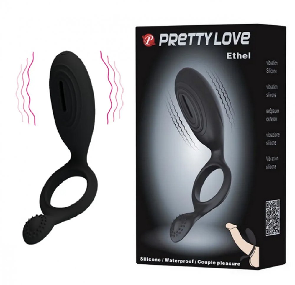 Кольцо эрекционное с вибрацией Pretty Love Ethel черный