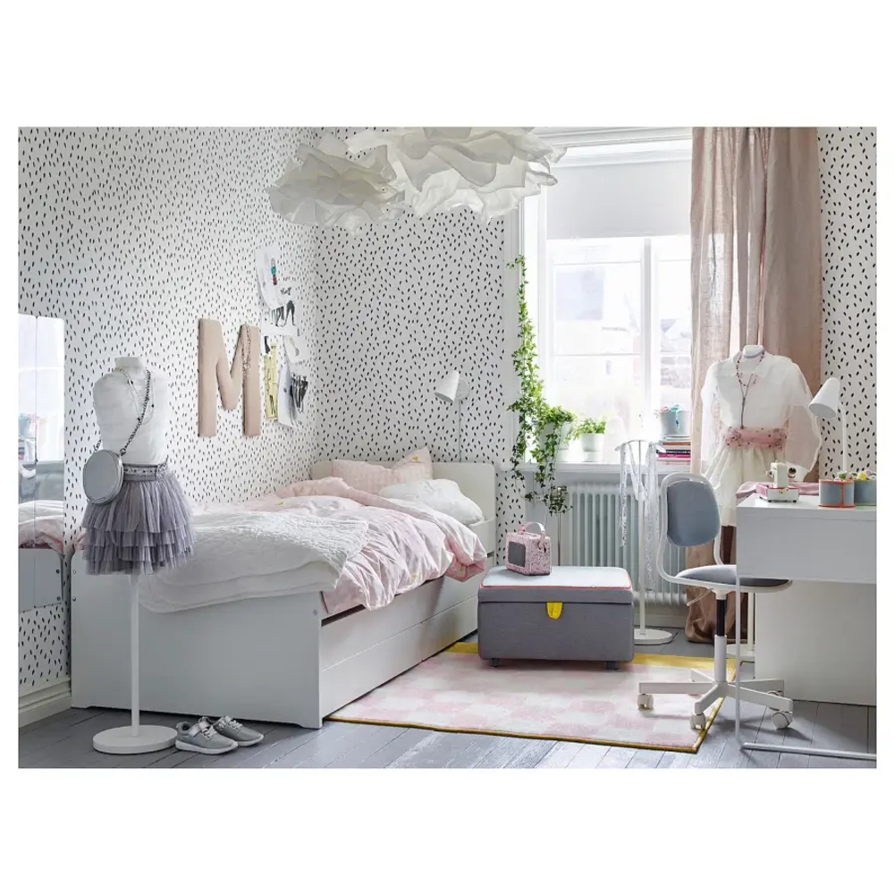Кровать одноярусная - IKEA SLÄKT/LURÖY/ SLАKT/LURОY/СЛЭКТ/ЛУРОЙ ИКЕА  , 90x200 см, белый