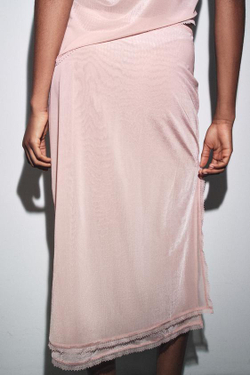 ZARA ЮБКА МИДИ ОРГАНЗА, РОЗОВЫЙ