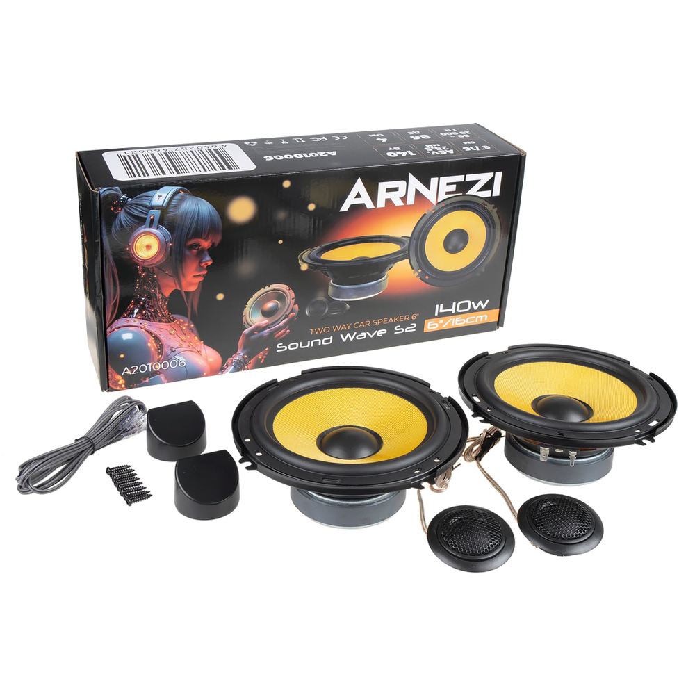 Колонки ARNEZI Sound Wave S2, 16 см 2-х компонентные, 4шт, 16 см (6 дюйм.), Max Вт ARNEZI A2010006