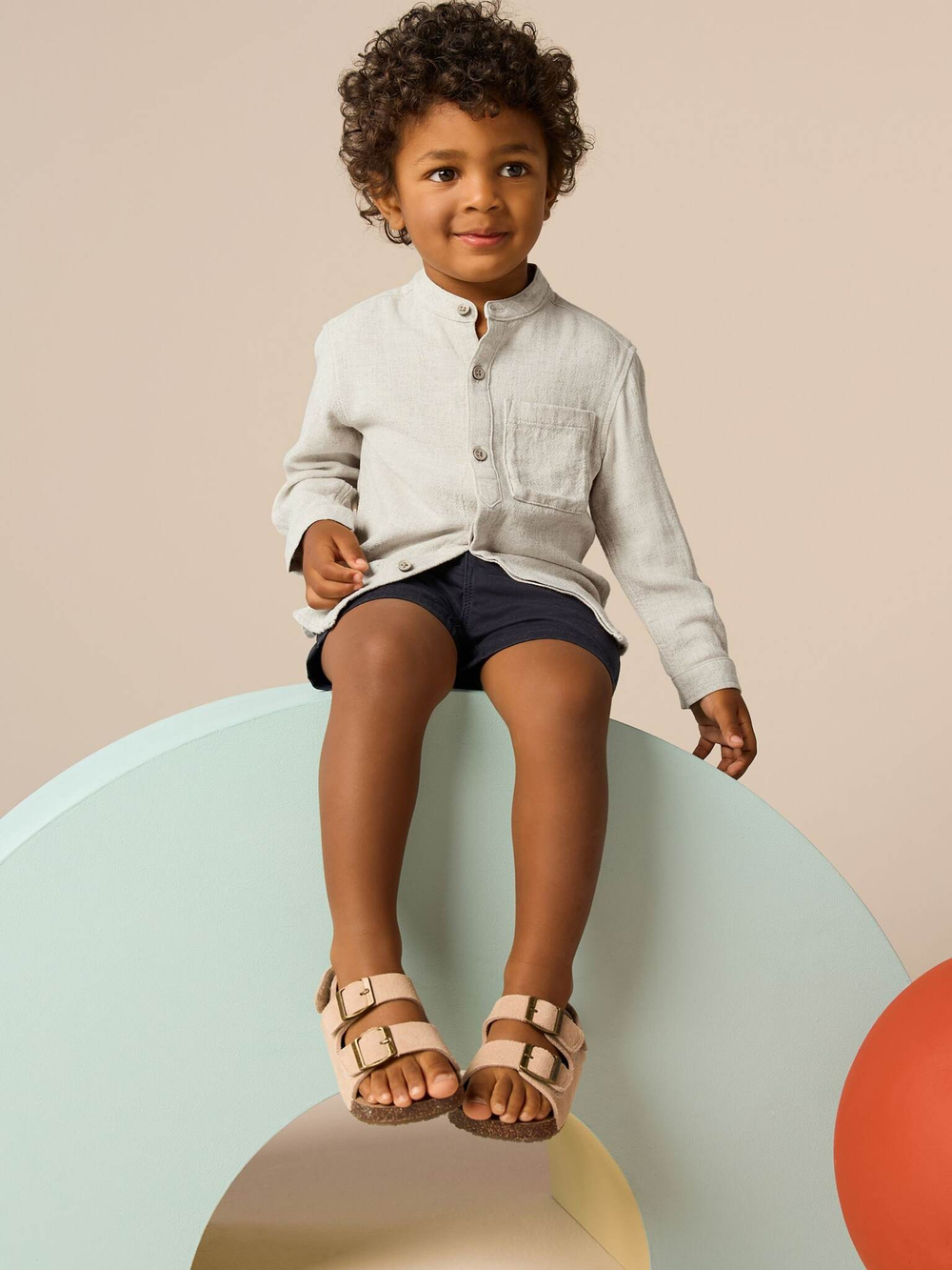 Рубашка льняная для мальчика Next E32-528, Бежевый