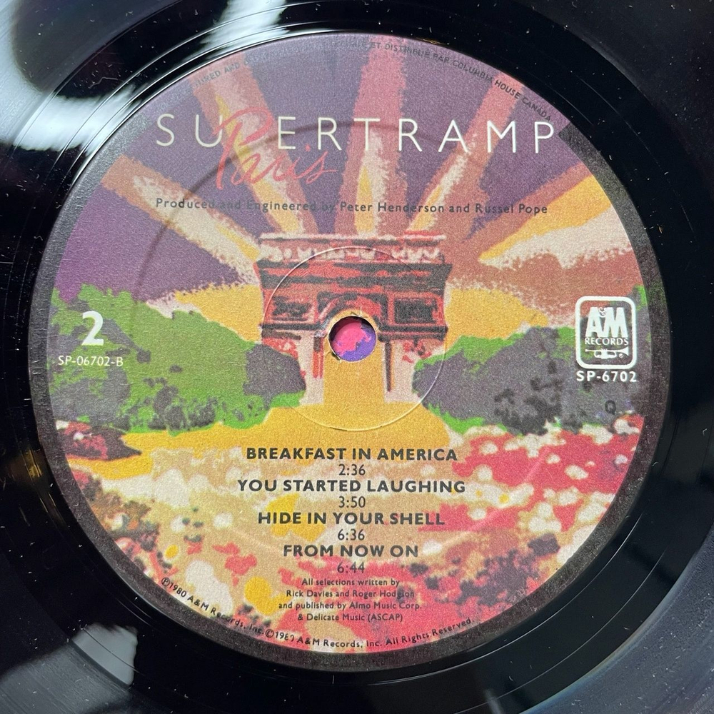 Винтажная виниловая пластинка LP Supertramp Paris (Canada 1980)