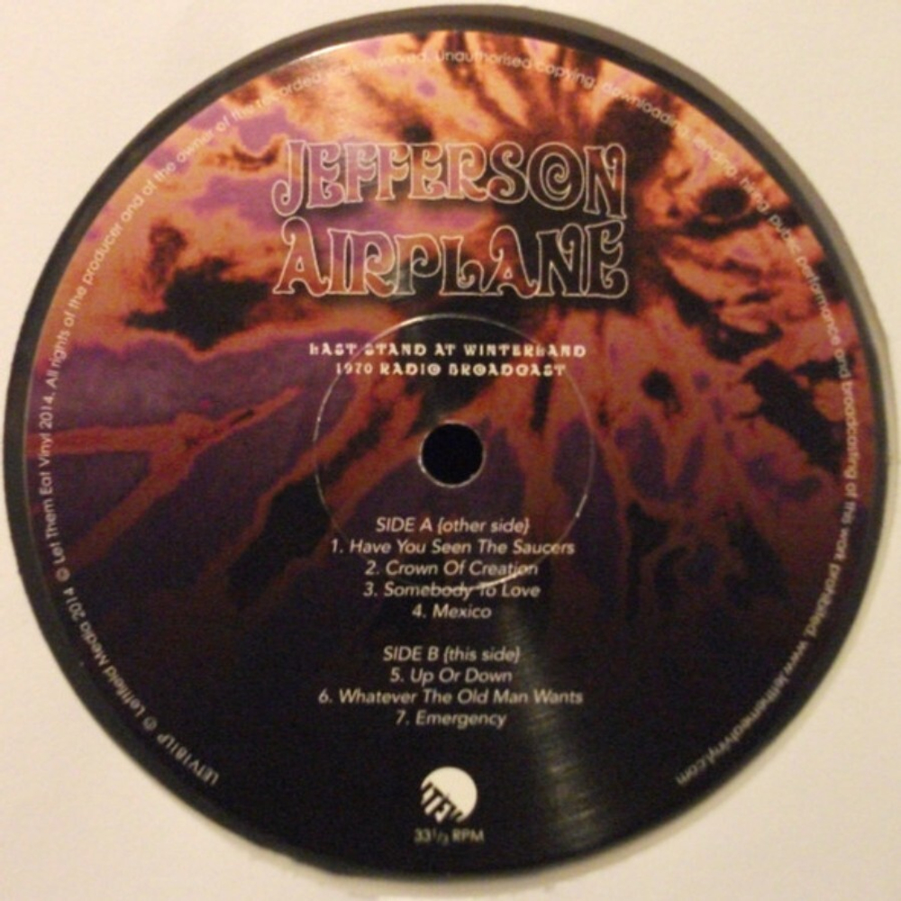 Jefferson Airplane / Last Stand At Winterland 1970 Radio Broadcast (Clear Vinyl)(2LP)