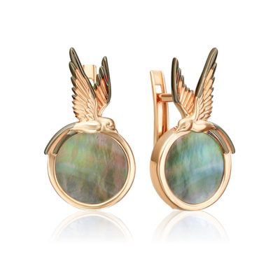 Серьги «Перед грозой» с английским замком из красного золота с перламутром