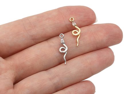 Подвеска "Змейка" с прозрачным кристаллом, 18,5мм