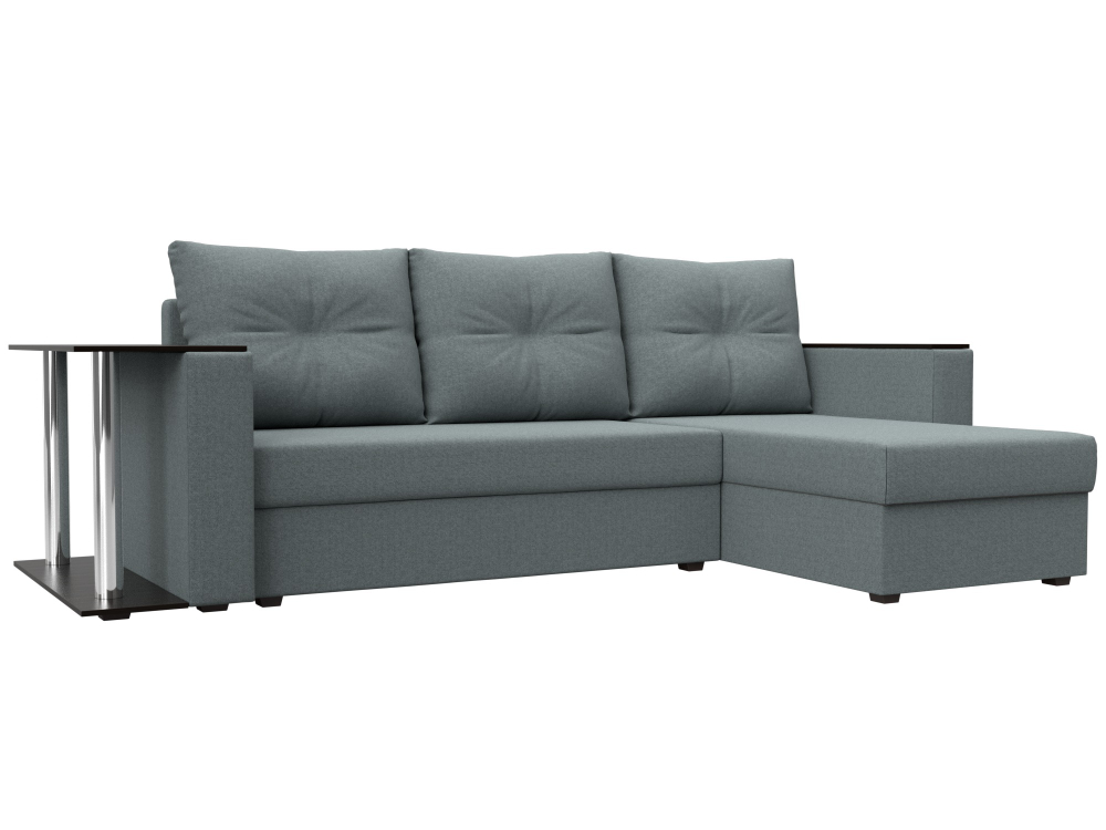 Диван угловой Атланта со столом правый угол, Амур 07 серый, Рогожка, 121164