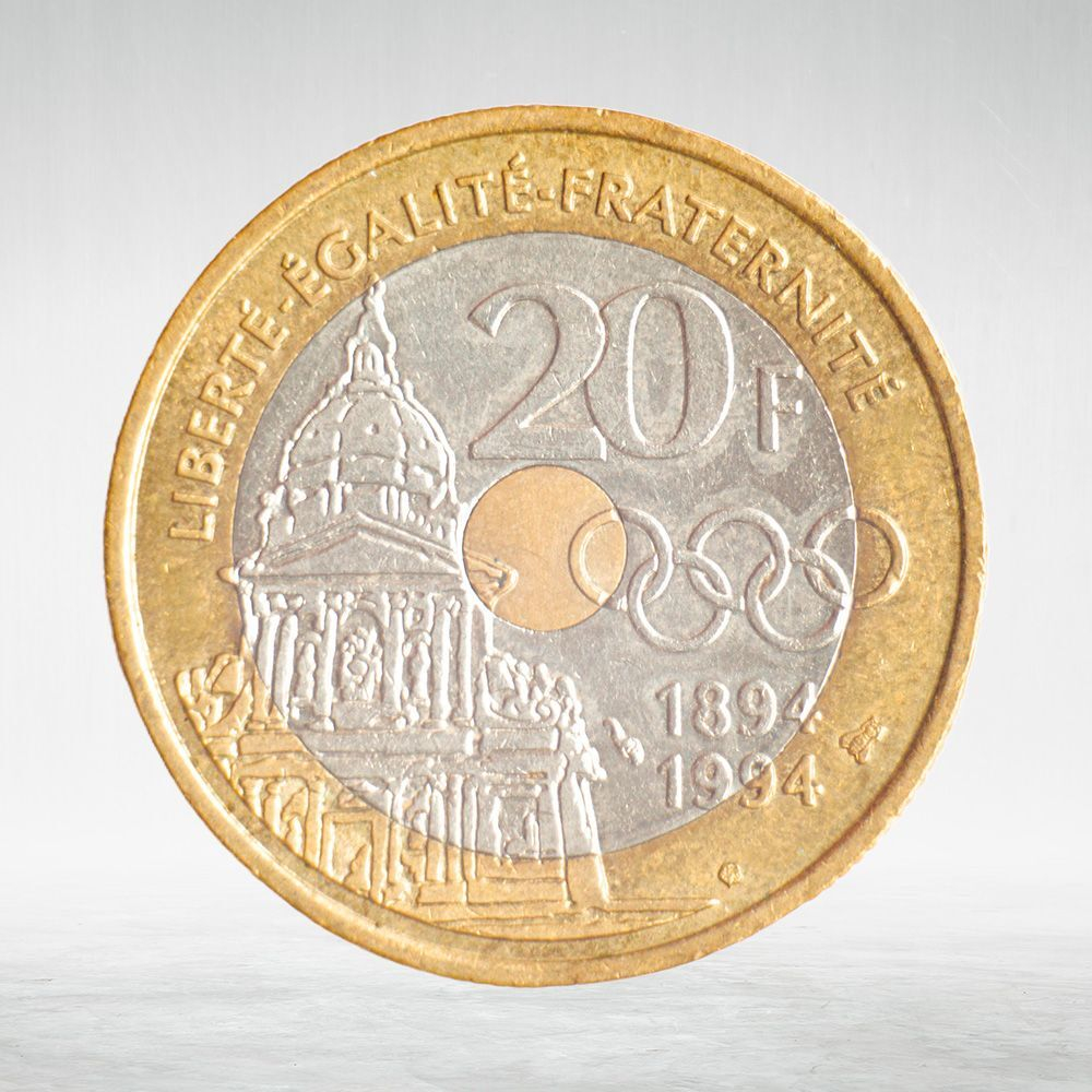 France, 20 Francs 1994 - 100th Anniversary of the International Olympic Committee, VF